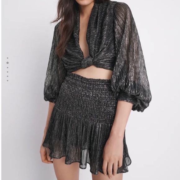 Zara Dresses & Skirts - Zara metallic skirt and shirt set